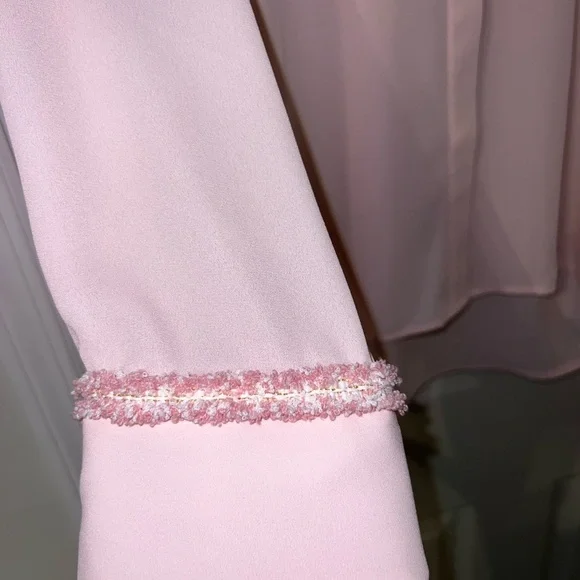 Zara Light Pink Blouse with Textured Trim - Picture 2 of 4